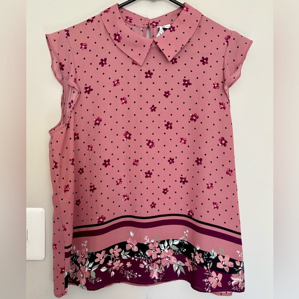 Elle Pink Floral and Polka Dot Top